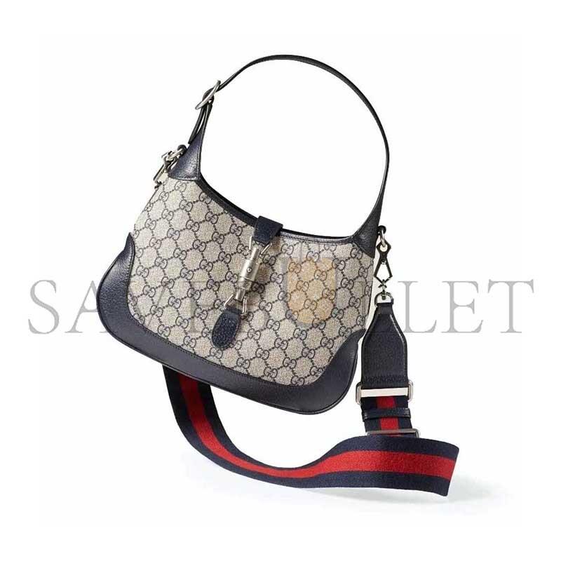 GUCCI JACKIE 1961 GG SMALL SHOULDER BAG BEIGE AND BLUE 678843 (28*19*4.5cm)
